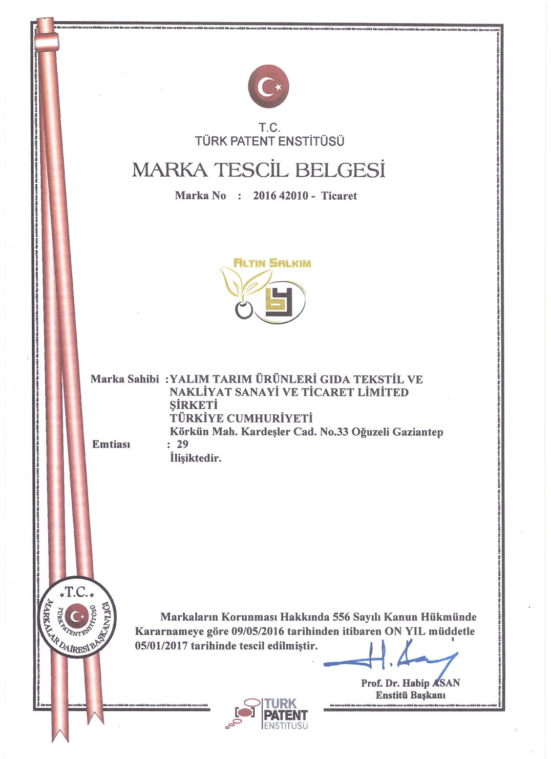 Yalım tarım sertifika